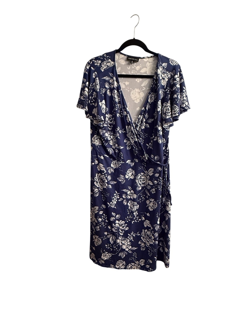 EUC Fortune + Ivy Navy Blue Floral Wrap Dress 2X